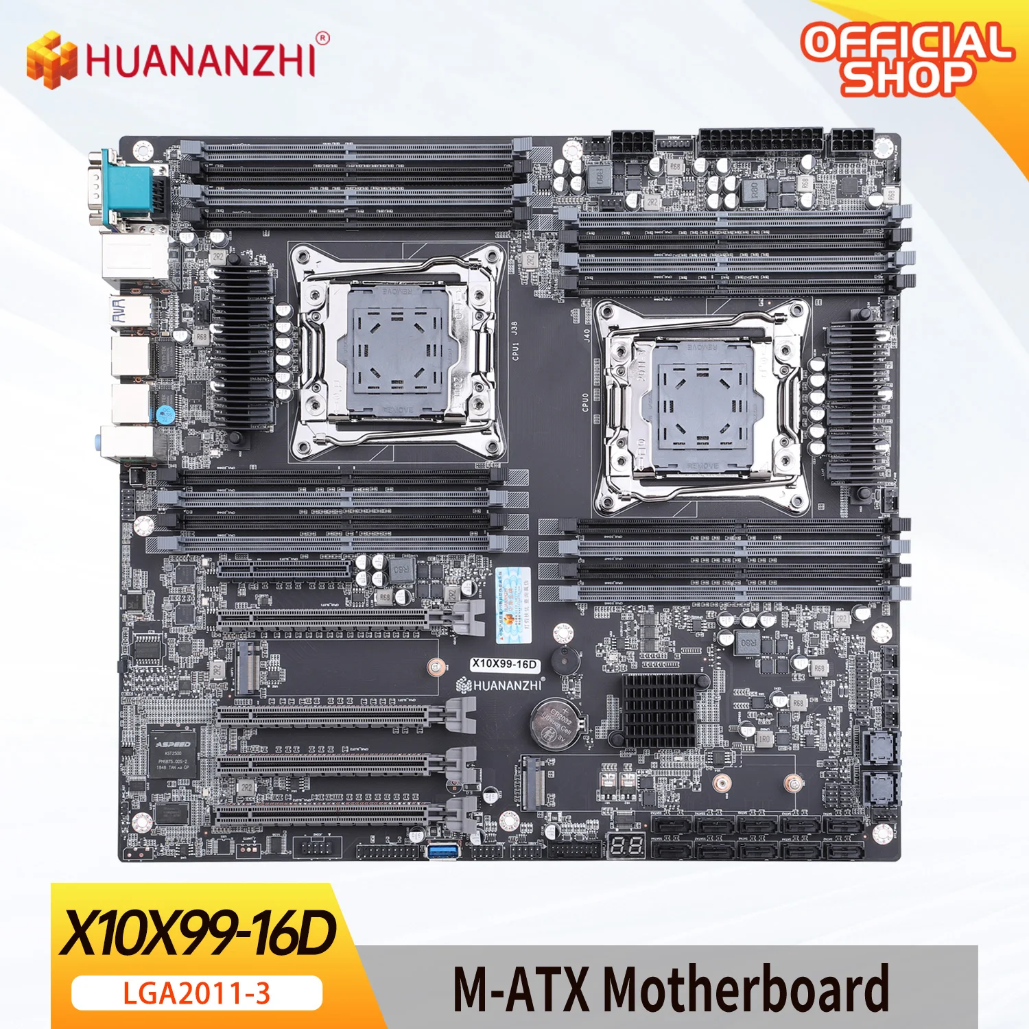 HUANANZHI X10X99 16D LGA 2011-3 XEON X99 Motherboard support Intel Dual CPU E5 2640 2666 2670 2696 2678 V3 V4 DDR4 RECC NVME RU