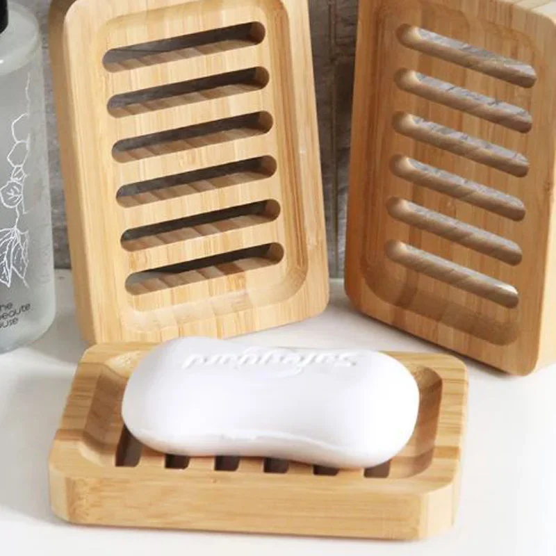 Bamboo Case Tray Wooden Prevent Mildew Drain Soap Box Natural Bamboo Dishes Bath Soap Holder Container Bathroom Washroom Tools