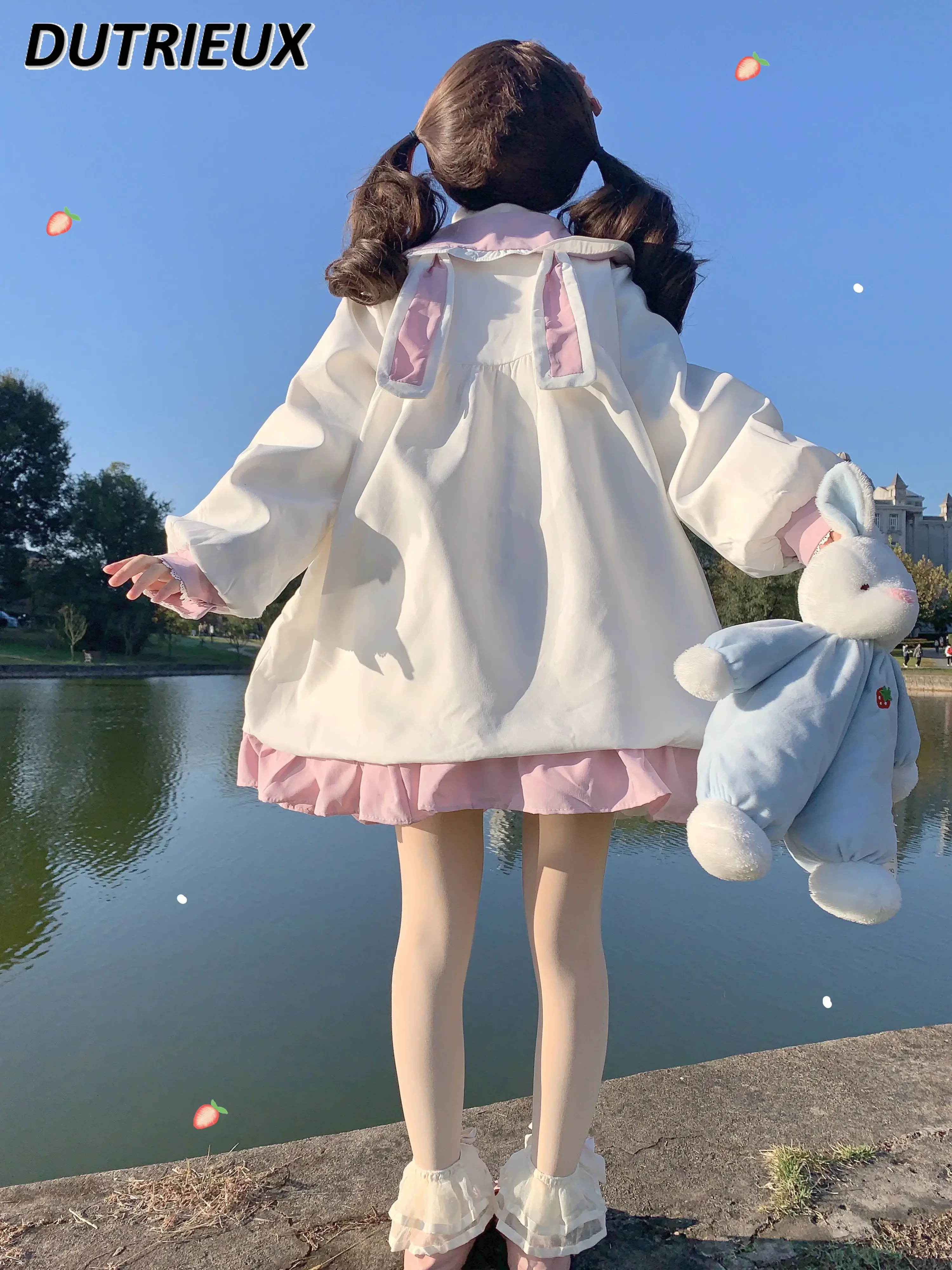 Japanisches Mädchen weiches Mädchen Original Design Lolita passende Baumwolle gepolsterte Jacke Fleece gefüttert verdickten pelzigen Mantel Mantel