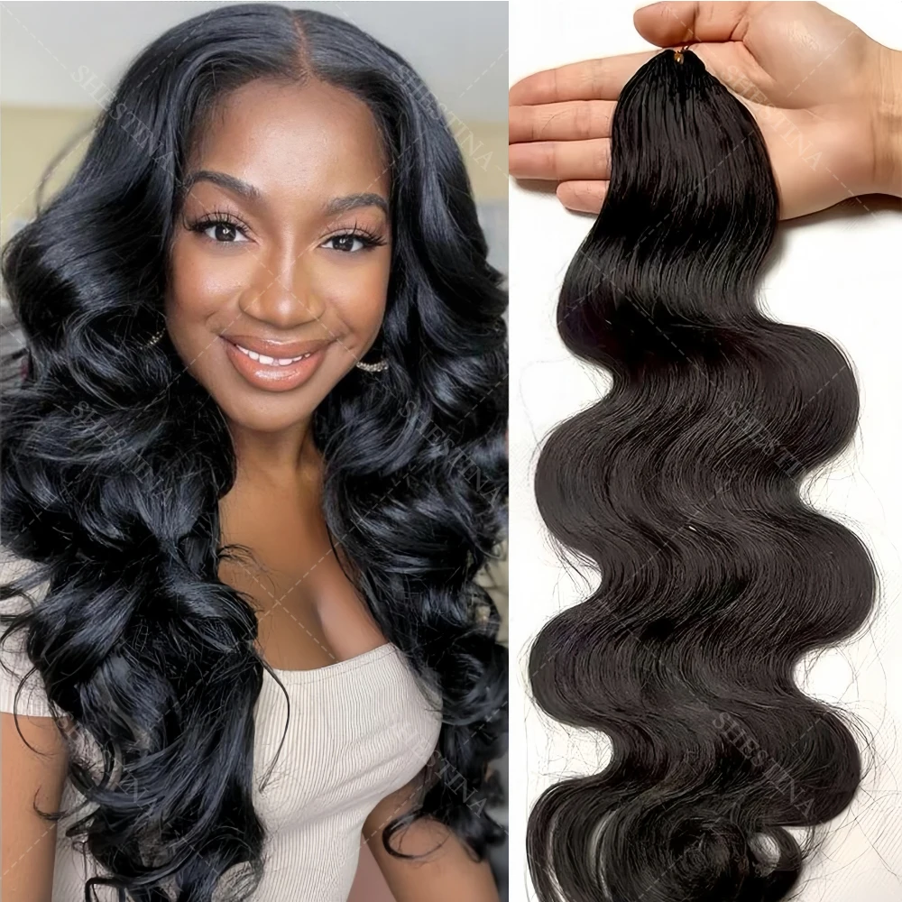 

Наращивание волос 12A Body Wave, предварительно разделенные пряди, крепление косичками, натуральные человеческие волосы, кудрявые, для плетения в стиле бохо-твист