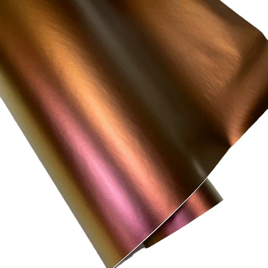 Premium Einfarbige Aufkleberfolie Chamäleon Auto-Vinylfolie Kupfer zu Rot Farbwechsel Selbstklebende Dekorfolie Auto-Wrapping-Folie
