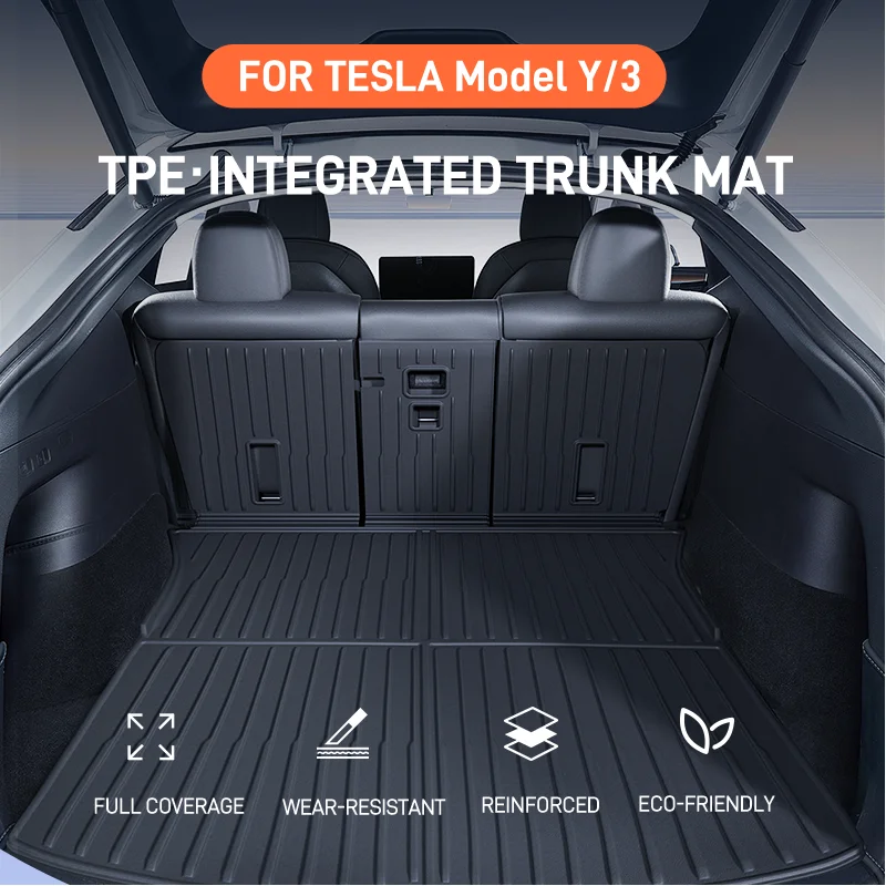 Für Tesla Model 3/Y Juniper Highland 2020 2021 2022 2023 2024 2025 TPE Kofferraummatte Maßgefertigte Laderaummatte Rücksitzschutz