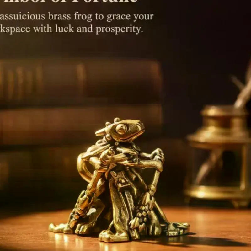 Vintage Brass Frog Statue Miniature Frog Sculpture Antique Animal Figurine Tea Pet Home Office Decor For Collectors