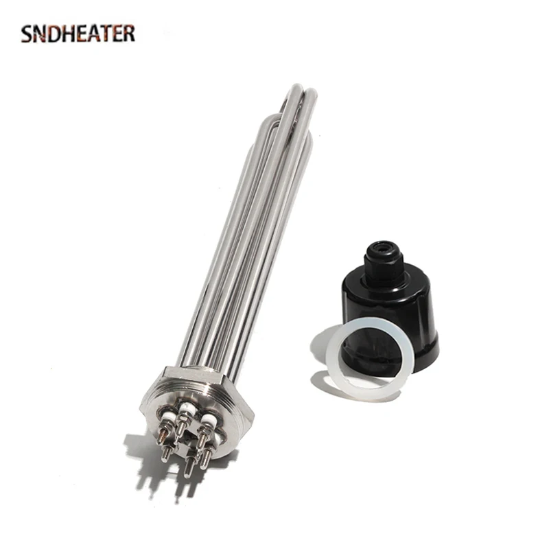 SNDHEATER DN32/DN40 Electric Water Heating Element Pipe 3KW-12KW Induction Solar Boiler Heater 110v 220v 380v Resistance Tube