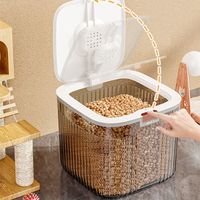 Flip Cover Dog Food Storage Container Sealed Transparent Cat Dry Food Box Large Capacity Plastic Pet Food Storage Barrel
