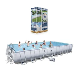 Best 56623 31FT 9m Large Rectangular Steel Frame Swimming Pool Set With Sand Filter Pump & Cover &Safety Ladder