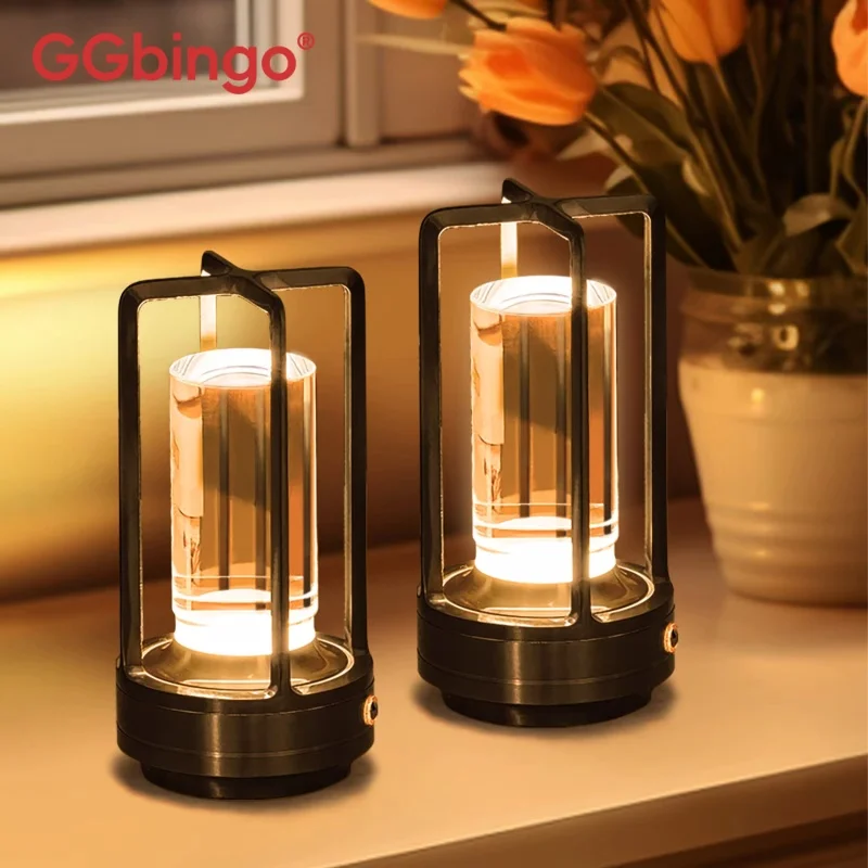Luminária de Mesa LED Sem Fio GGbingo, Luz Criativa Recarregável para Mesa, Camping, Restaurante e Canto da Cama