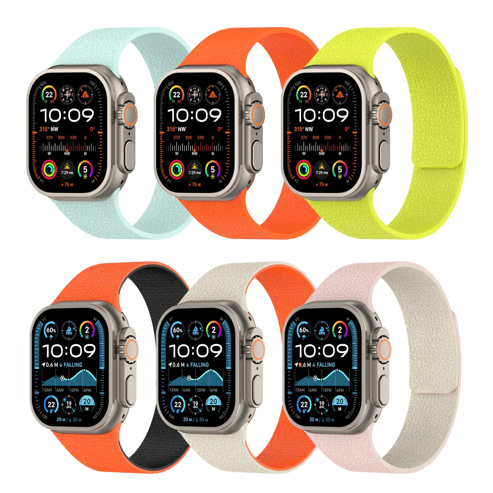 Suitable for Apple Watch Ultra 11 10 9876543210 generation se lychee pattern soft magnetic silicone watch strap