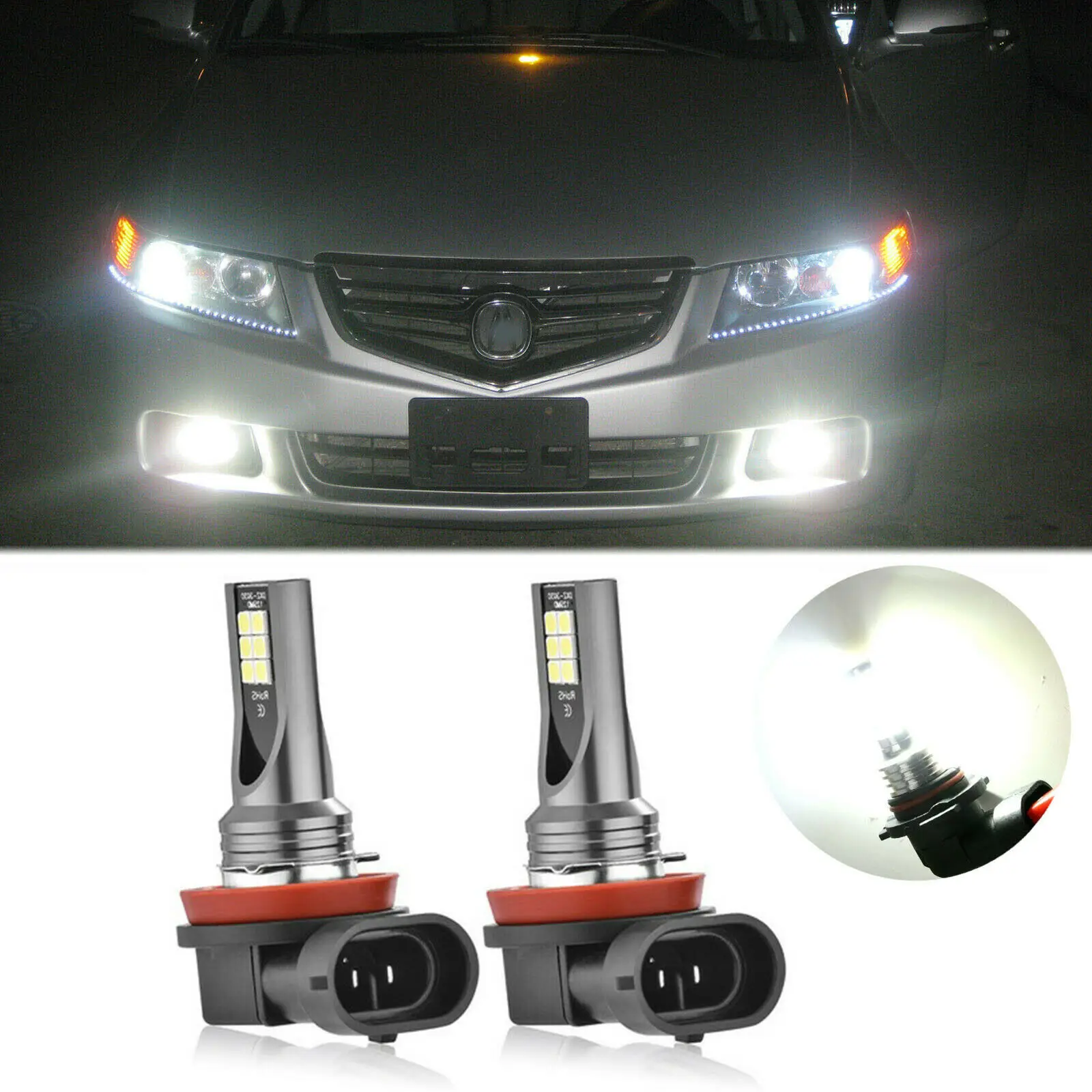 H11 H8 H9 CANBUS LED Headlight Fog Bulb, 12000LM 110W, Multi‑Color White Yellow Ice‑Blue Car Headlamp