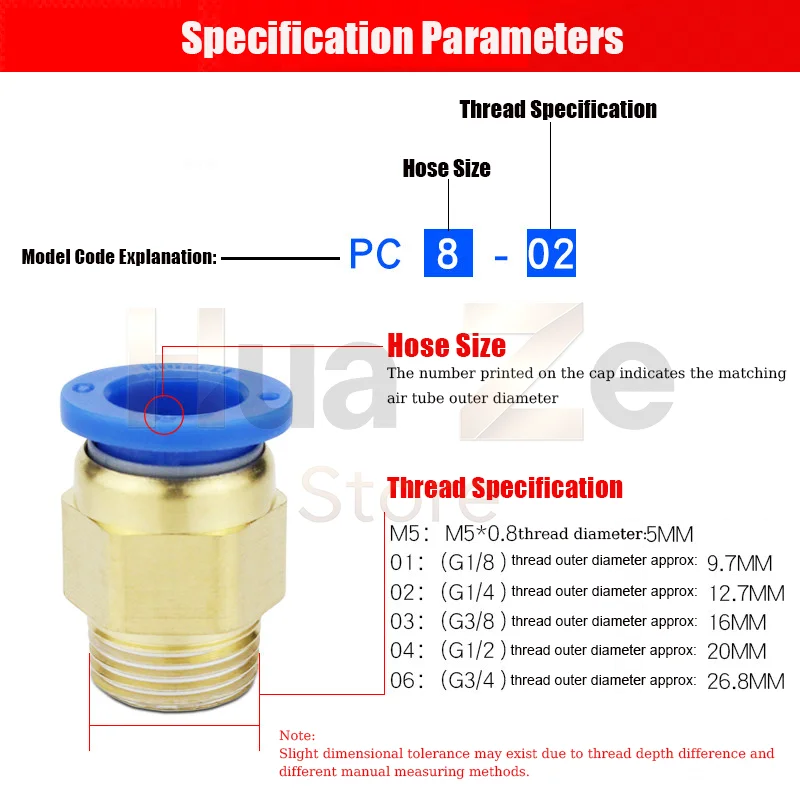 1/10/50PCS Pneumatic Fitting Air Connector PC4/6/ 8/10/12/14/16mm Thread 1/8" 1/4" 3/8" 1/2" Hose Fittings Pipe Quick Connectors