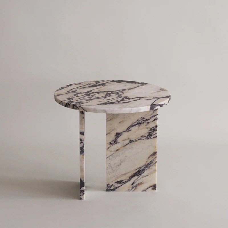 Modern Nordic Living Room Furniture Luxury Natural Stone Square Round Calacatta Viola Violet Marble Customized Side Table