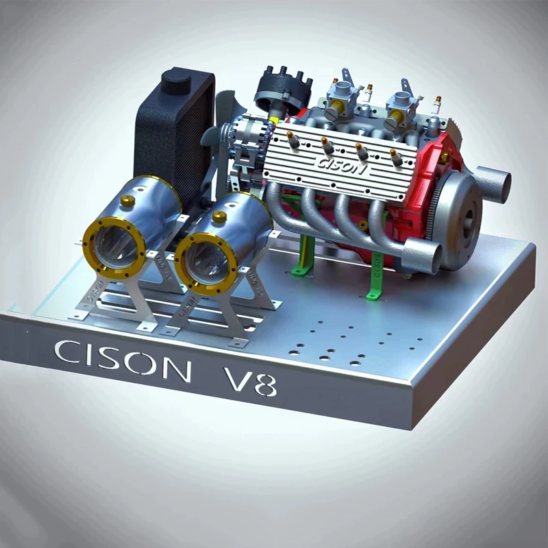 V8 Model Gasoline Engine Sustainable Starting and Accessories Cison Micro Mini Version Metal Super Cool and Fun Little Toy