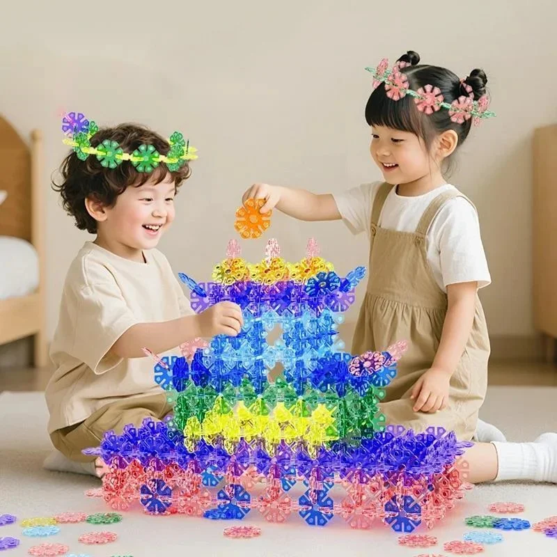 Translucent Snowflake Building Blocks Large Educational Diy Decor For kids Ages 3 To 6 Stem For Table Decor kids Gifts