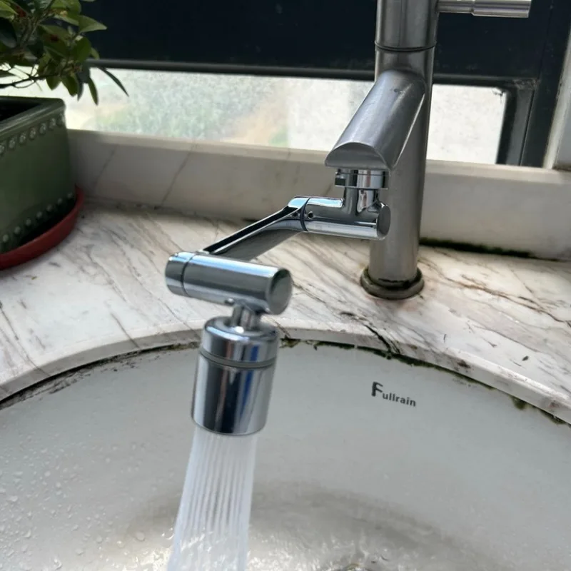 Rotating Faucet Fittings Faucet Extender 1080 Rotating Mechanical Arm Faucet Two Outlet Modes Are Suitable for Bathroom Sink