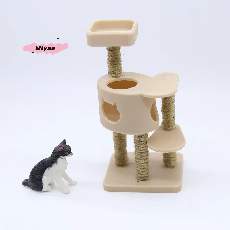 1/12 Scale Dollhouse Pet Cat Climbing Frame Miniature Furniture Accessory for Micro Scene Construction Props Simulation Model