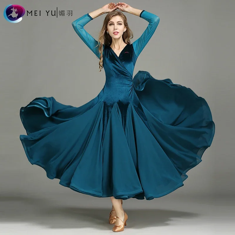 Gesellschaft stanz Wettbewerb Kleider Frauen Walzer Kleid Tanz tragen moderne Tanz kostüme Flamenco Kleid my750