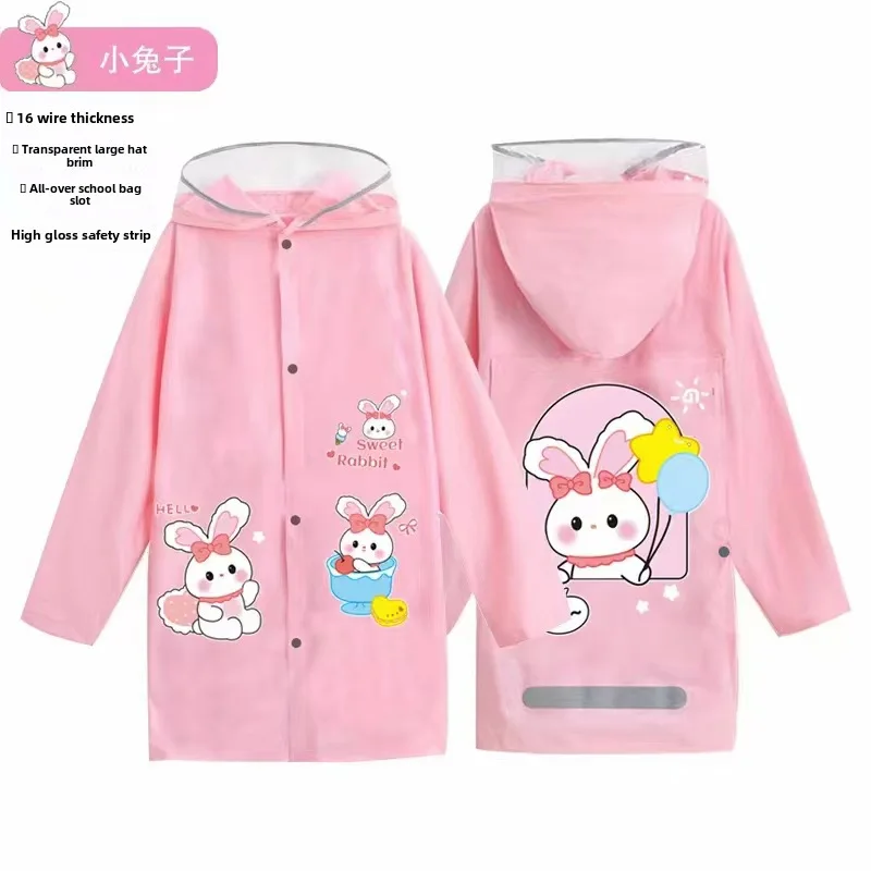 New Odorless Cute Children's Raincoat Cute Boy Girl Poncho Big Brim Lengthened Big Schoolbag