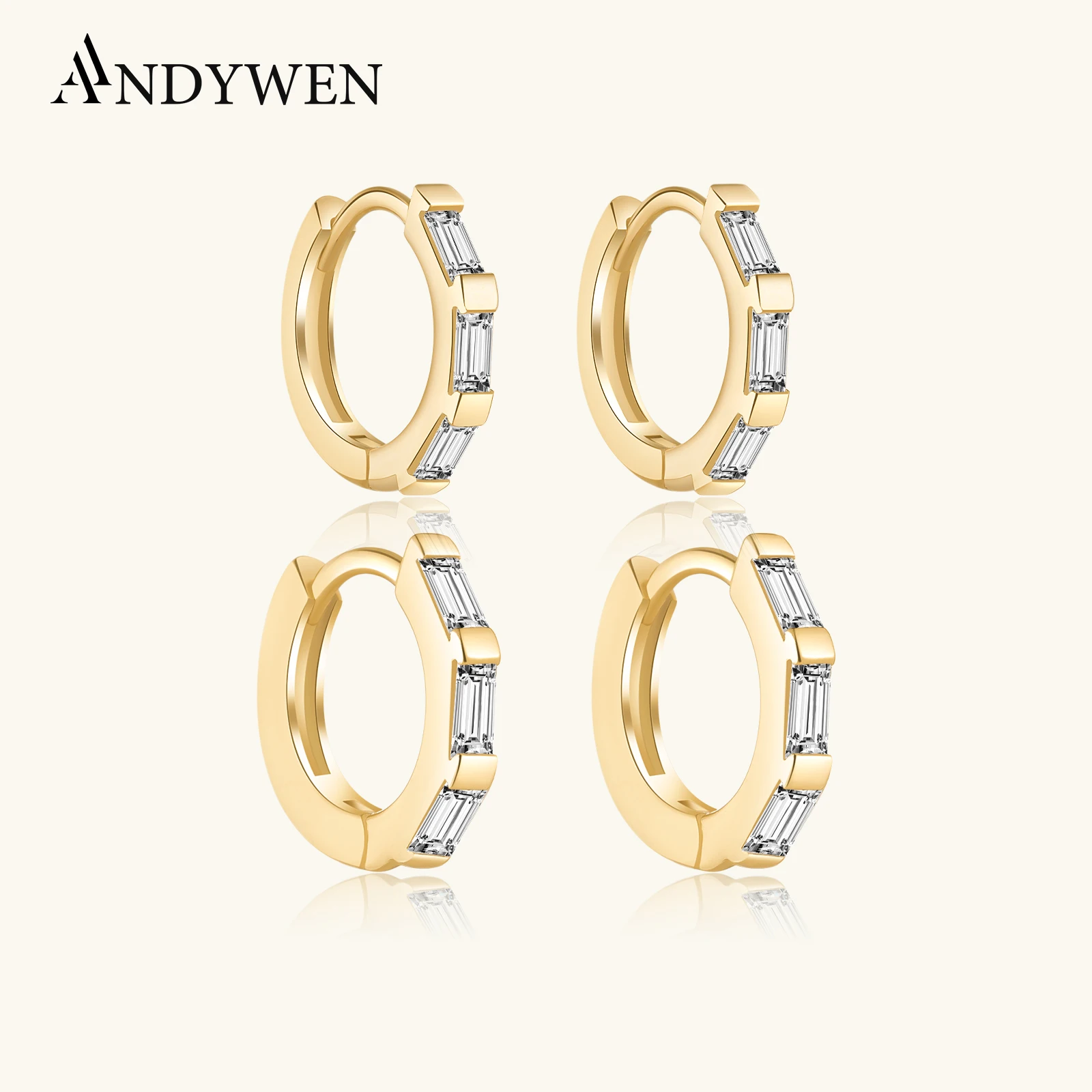 

Круглые Кольца ANDYWEN, кольца-клипсы, серебряные Мини-кольца 7 мм, круглые кольца Huggies, пирсинг из циркония, популярные ювелирные изделия с фианитами