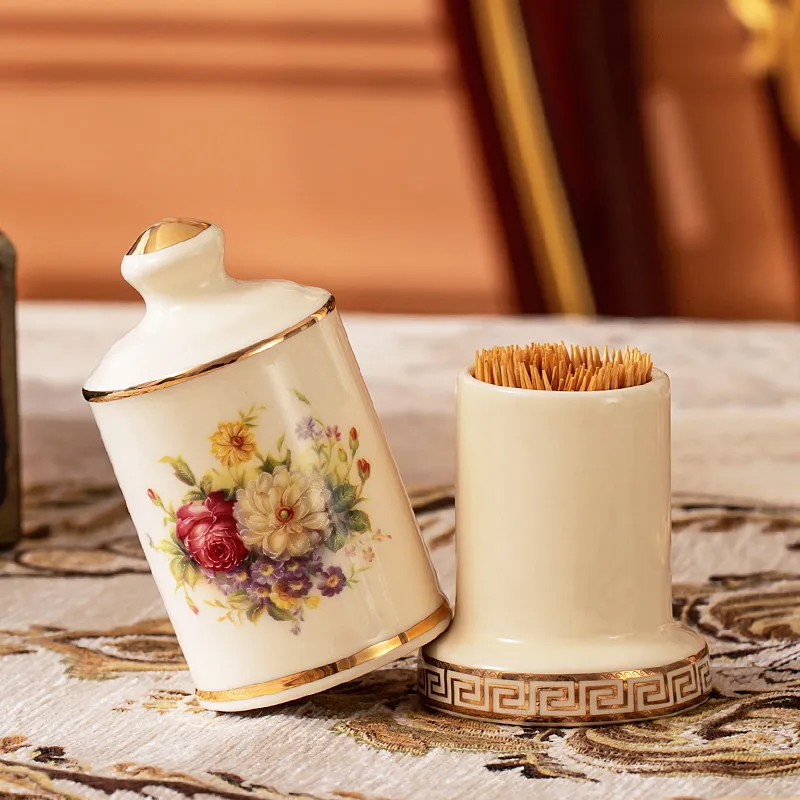 toothpick holder, household personalized and creative high-end dental floss box, toothpick bucket can, cotton swab storage box.