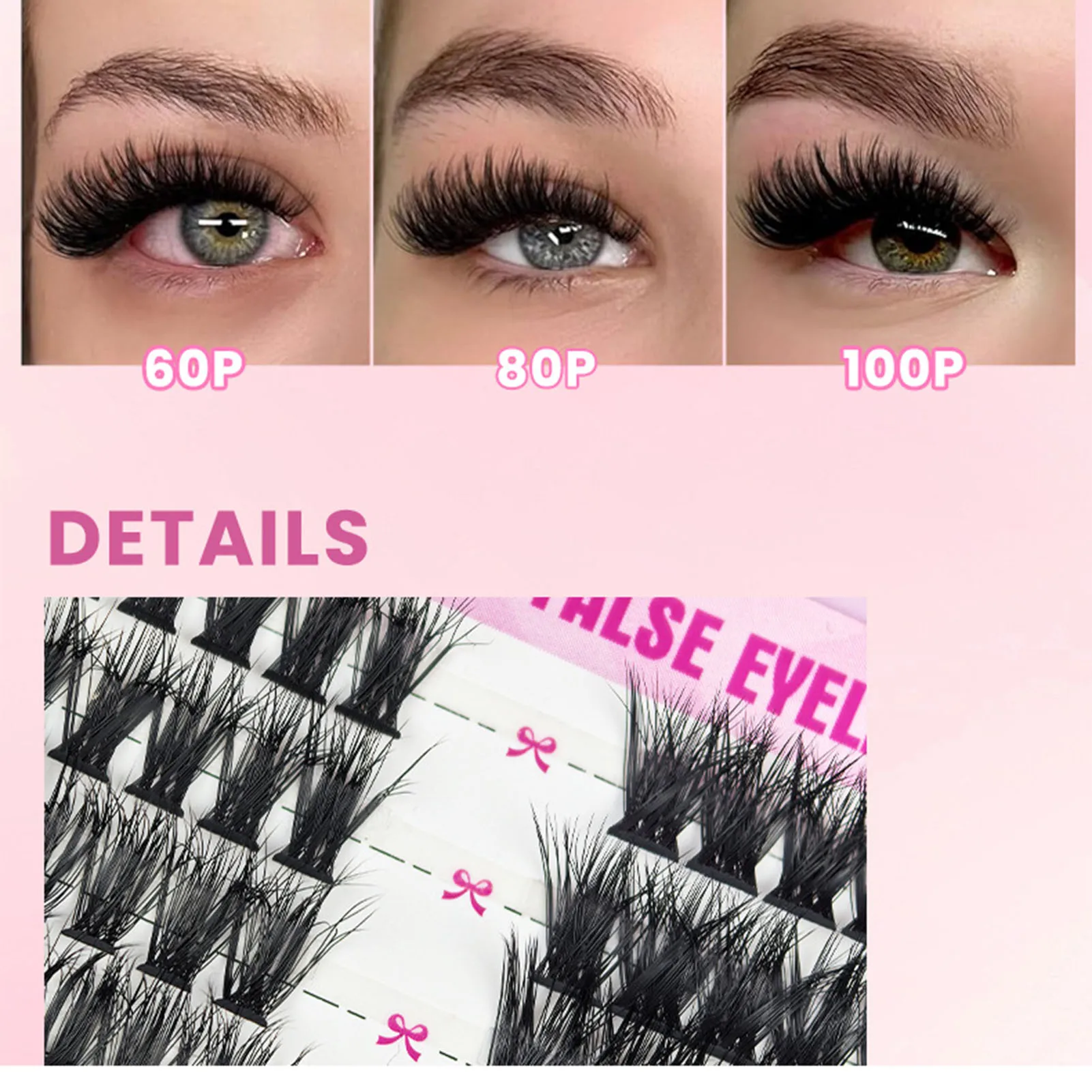 Kit de pestañas postizas individuales esponjosas, 30D/40D/50D, pestañas tenues europeas mixtas, libro de pestañas, herramienta de maquillaje de extensión de racimo