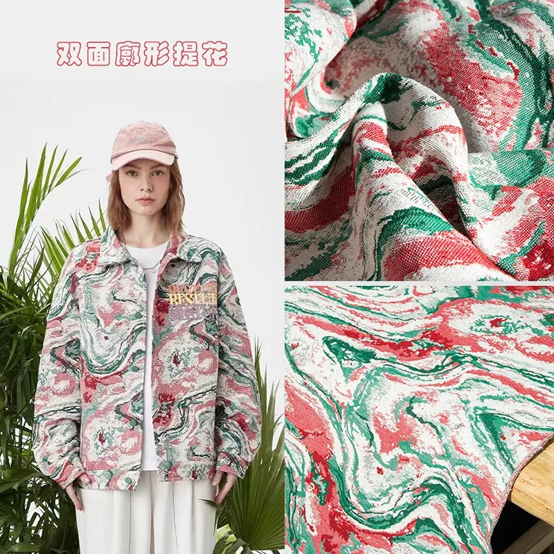 Color-blocking jacquard double-sided fabric three-dimensional embroidered lapel clip for outerwear