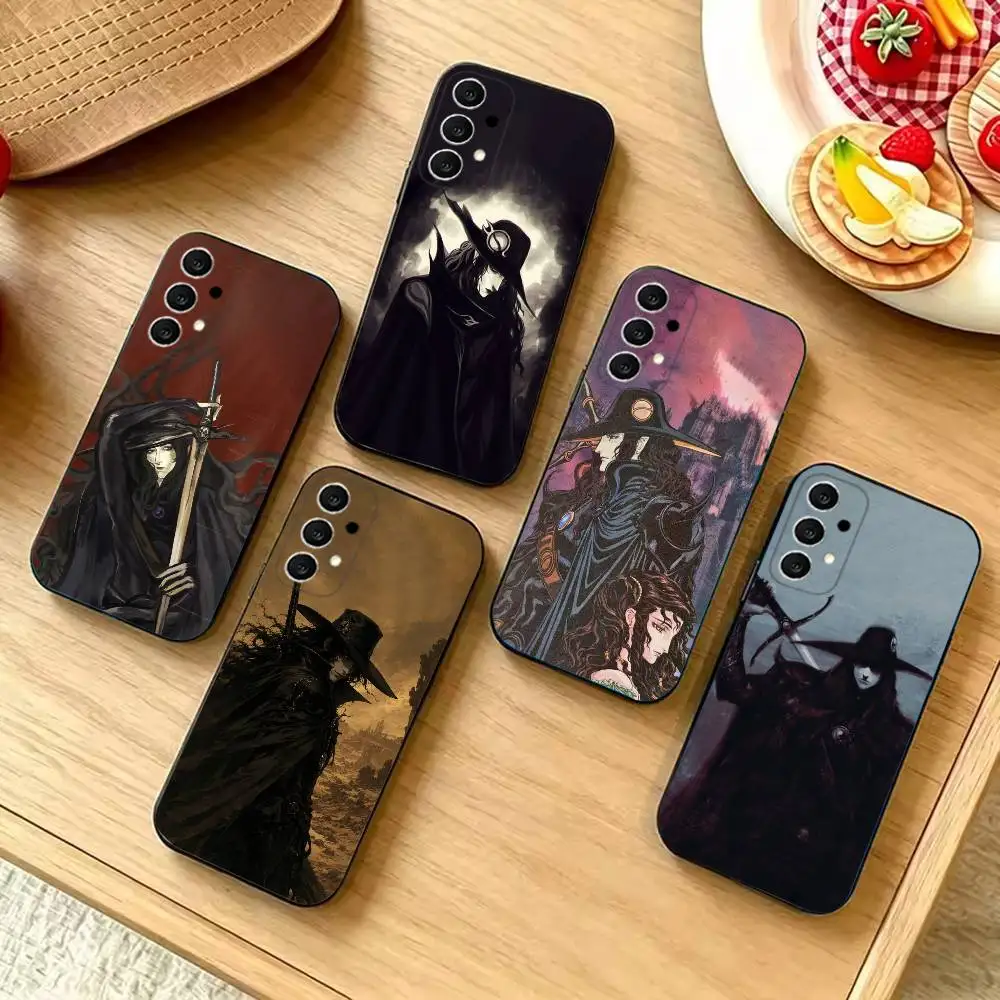 Vampire Hunter Fashion Black Silicone Protective Phone Cover, Suitable for Samsung S20-S26,Ultra,Plus,FE,Lite,5G