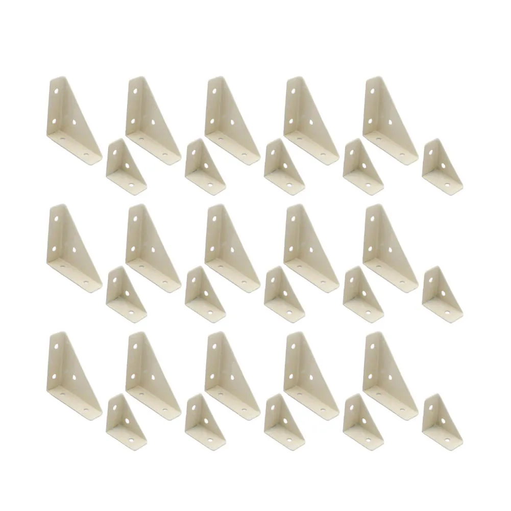 3-Sided Corner Braces 30 Pack Cream White for Bed Frame Table Cabinet Shelf Reinforcement Thickened Cold Rolled Steel Brackets
