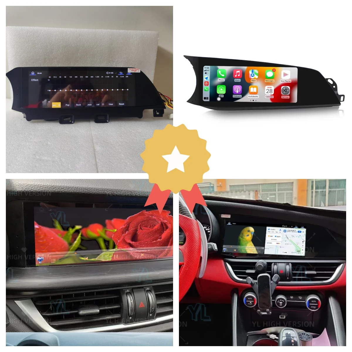 CarPlay For Alfa Romeo Stelvio Giulia 2015 2016 2017 2018 2019 2020 Android 14 Car Radio Stereo Multimedia Player GPS Head Unit