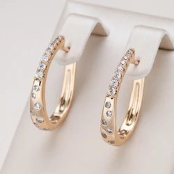 Kinel New 585 Rose Gold Color Hoop Earrings For Women Girl Fashion Natural Zircon Accessories High Quality Daily Jewelry