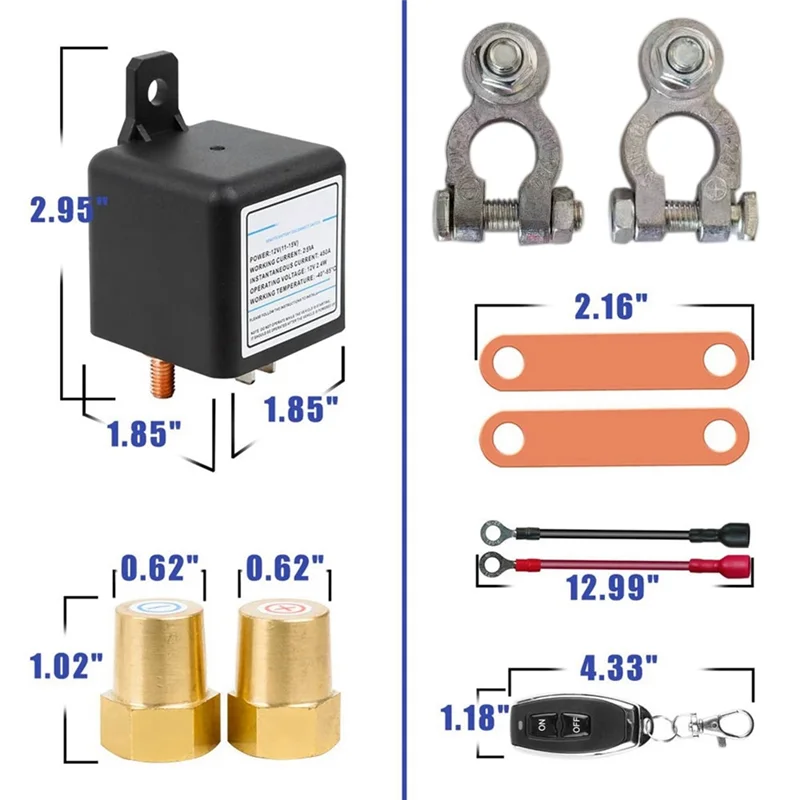 รีเลย์สวิตช์แบตเตอรี่อเนกประสงค์12V 250A รีโมทไร้สายแบบบูรณาการตัดการเชื่อมต่อกับสวิตช์ isolator 2