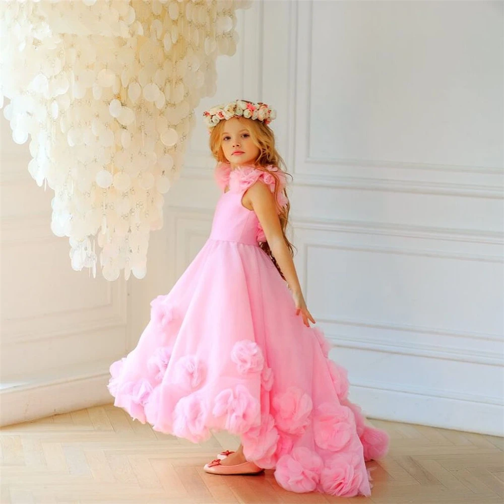 Flower Wedding Party Dress Puffy Tulle Wedding Party Dress for Girl Pretty Girl Dress First Communion Dress