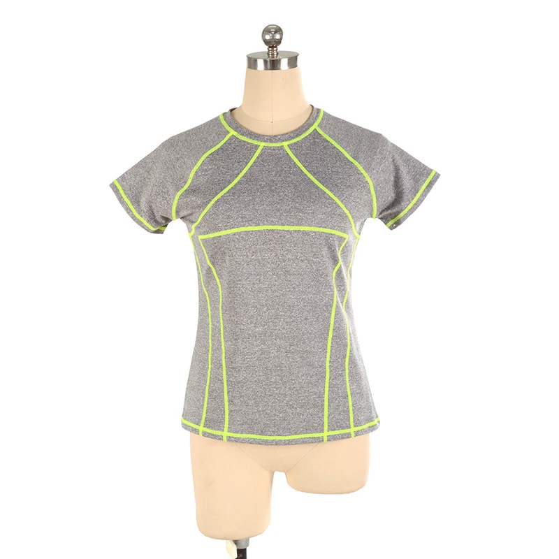 

Women's Training Competition Customized Figure Skating T-shirt Patinaje Rhythmic Gymnastics Round Neck Short Sleeve Top