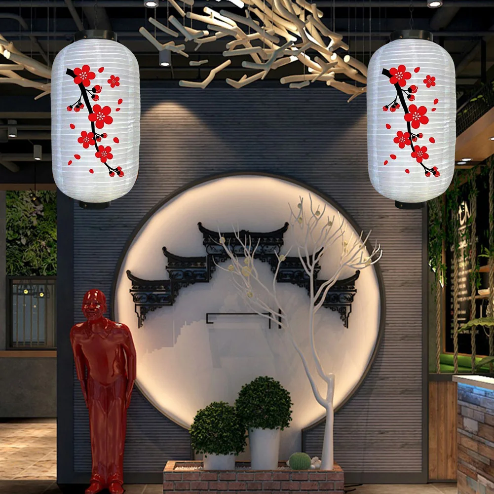 10 inch Chinese/Japanese Long Shaped Cloth DIY Red Restaurant Lantern Lantern Lamp for Home Party Hanging Lampion Decoration