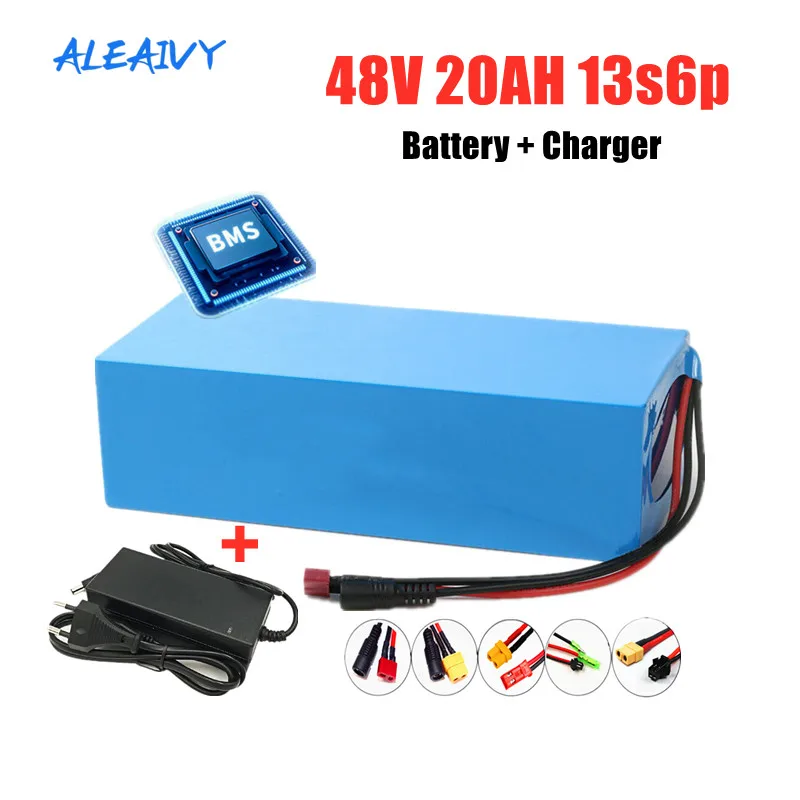 

Aleaivy 48V 20AH High Power 1000W Electric Bike Battery 48V 20AH E-bike Battery 48 Volt Lithium Battery with BMS 2A Charger