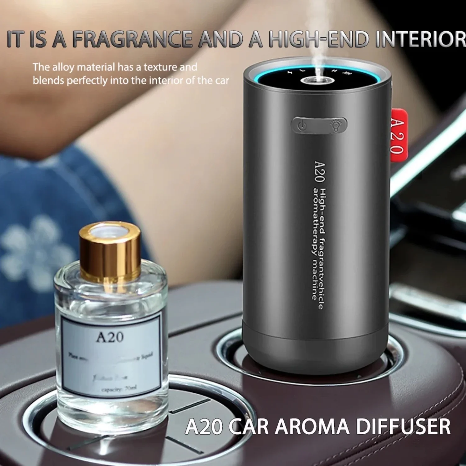 Portable Mini Ultrasonic Aromatherapy Diffuser for Car Home Office - 100ML Air Humidifier with USB Essential Oil Atomizer, LED L