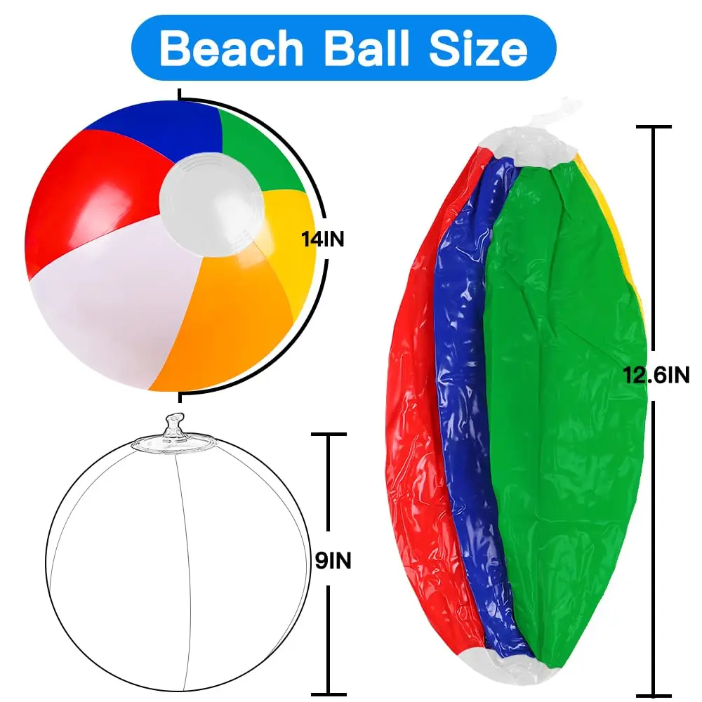 Bolas de praia infláveis com bomba de ar, piscina, jogos aquáticos, brinquedos para crianças, festa de verão, suprimentos de banho, decoração, 12 ", 20"