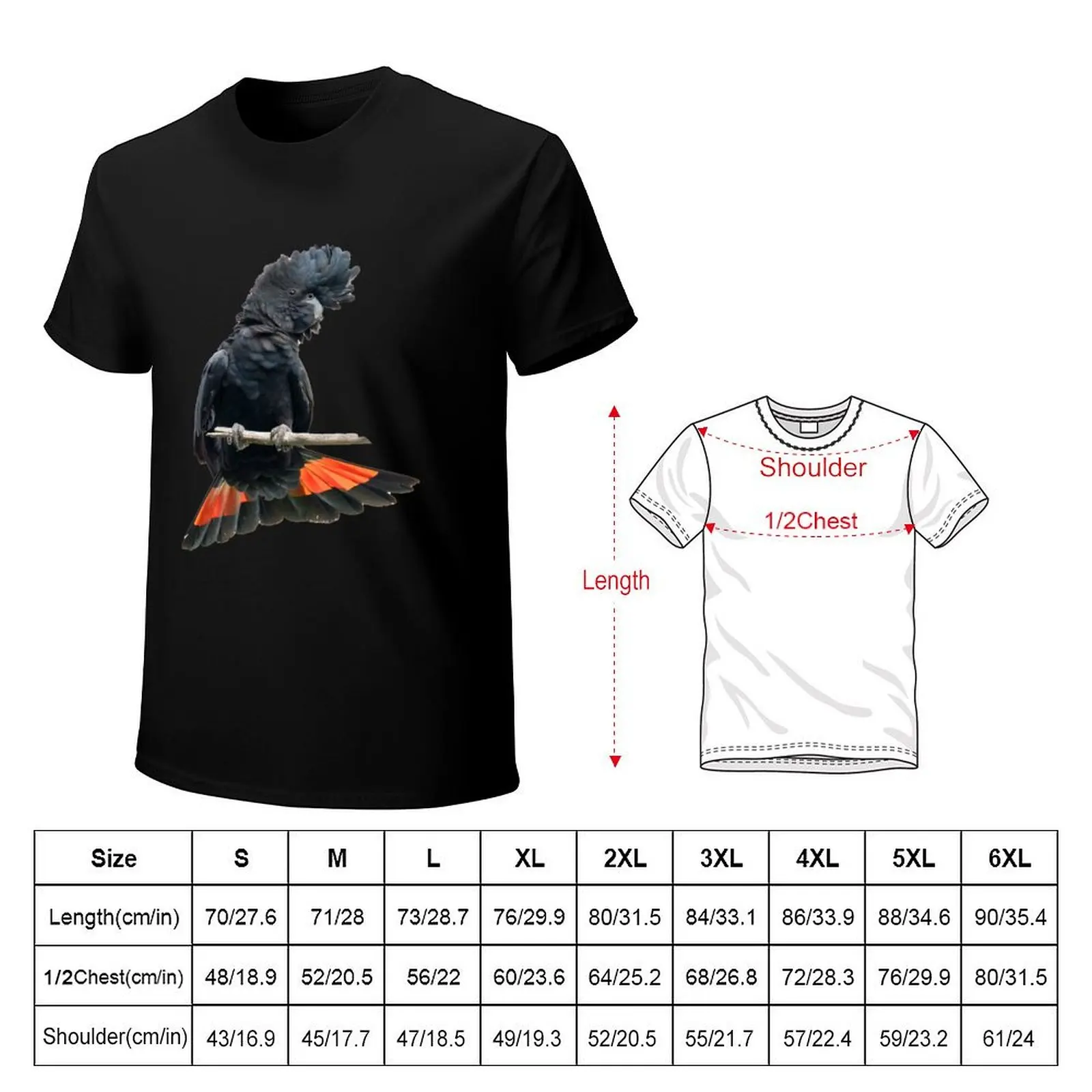 Red-tailed black-cockatoo Australian native bird T-Shirt Basic Lightweight Short Sleeve Tee