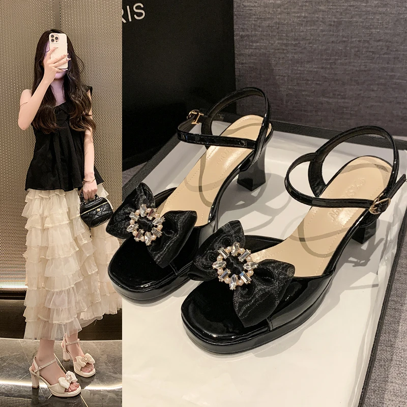 

Summer New Peep Toe Women's Sandals Shoes for Women 2025 Fashion Buckle Strap Heel Solid Floral Sexy Sandals Women