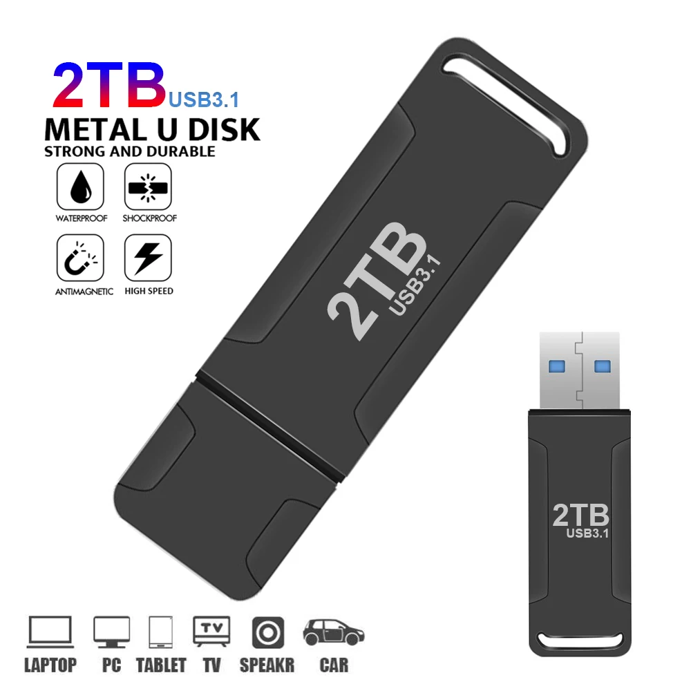 New USB 3.1 Pendrive 2TB Metal Cle USB Pen Drive 1TB Large Capacity Memoria USB Flash Drive Portable SSD USB Stick Free Shipping