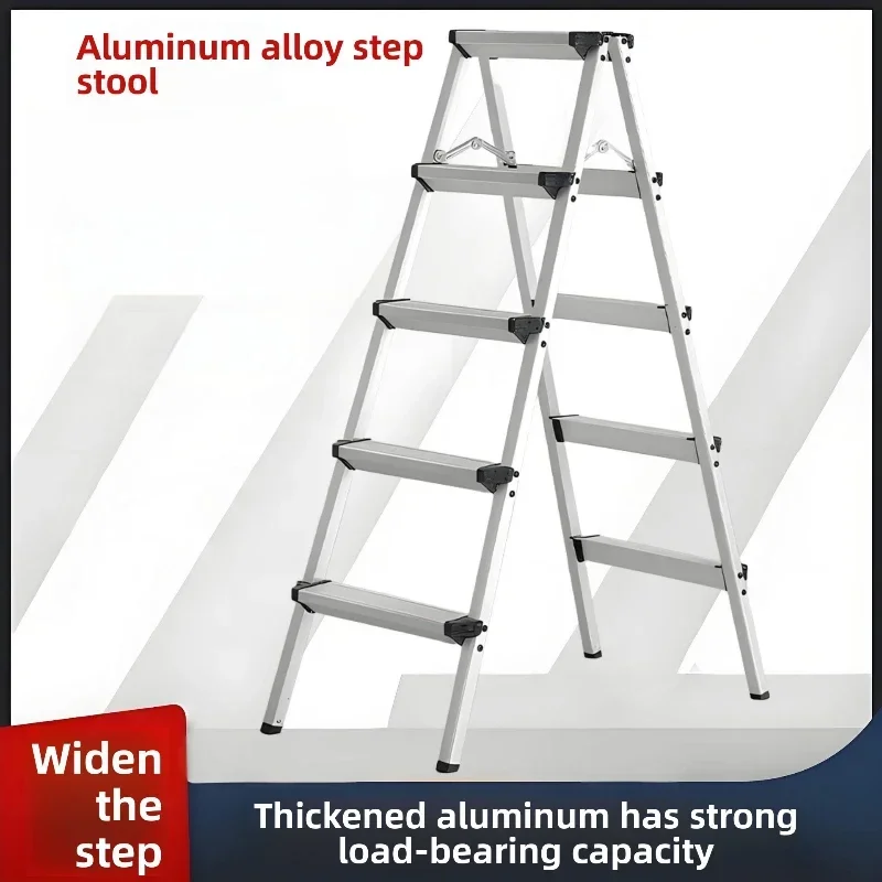 Wide double-sided herringbone ladder folding aluminum alloy lifting staircase photography stool multi-functional ladder