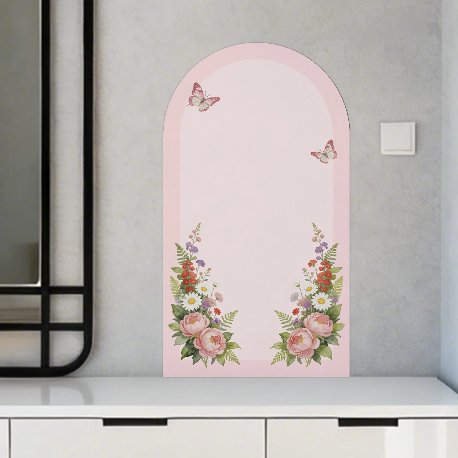 

1 piece of arched magnetic wall sticker with butterfly and floral pattern, suitable for bedroom and living room decoration.