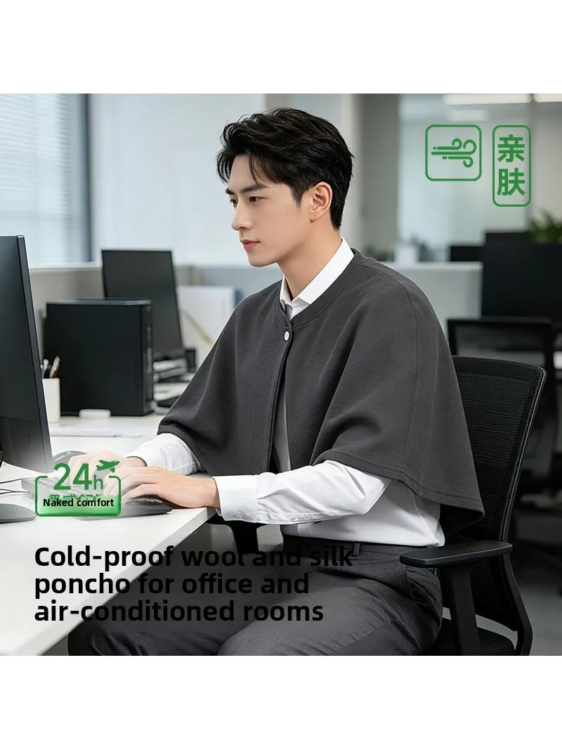 Office Men's Woolen Shoulder Neck Warmer Shawl Air Conditioned Room Protection Outerwear Sleepwear Cold Proof Summer Cape