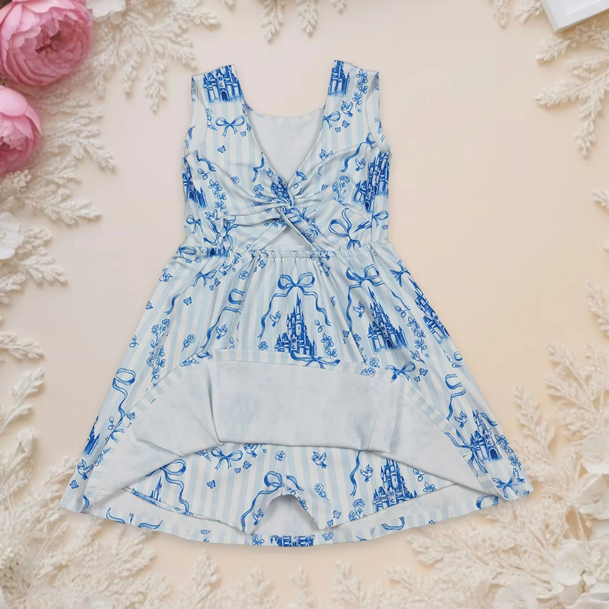 Baby Girl Castles Yoga Active Wear Skort Kids Children Bow Infant Toddler Sleeveless Fashion Knee Length Princess Dress Clothing
