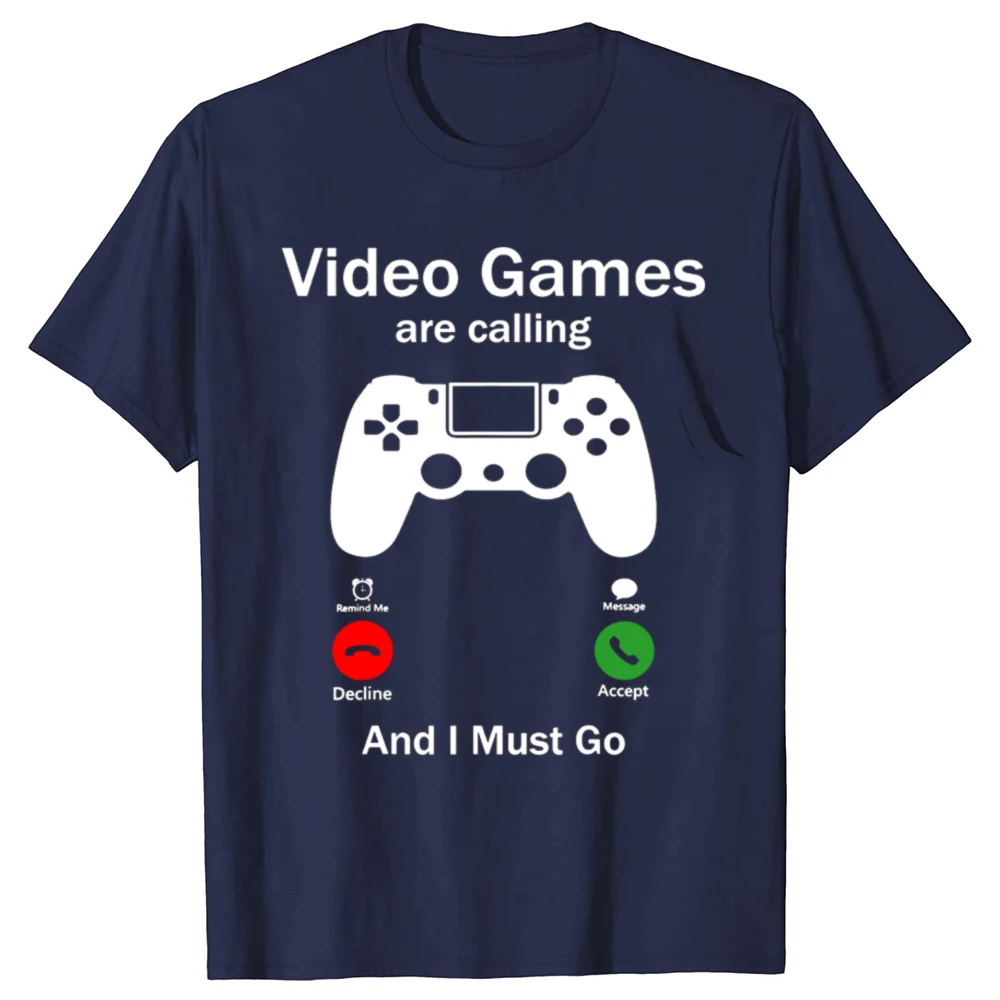 Video Games Are Calling And I Must Go Funny Gamer T Shirts Streetwear Short Sleeve Gifts Mens Casual Loose Oversized T Shirt