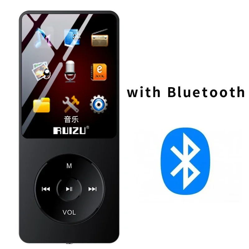 مشغل موسيقى من RUIZU X02 MP3 جهاز رياضي محمول مزود بجهاز تتبع يدعم راديو FM مقاس 1.8 بوصة مع ساعة لكتاب إلكتروني ومشغل mp3 وبلوتوث