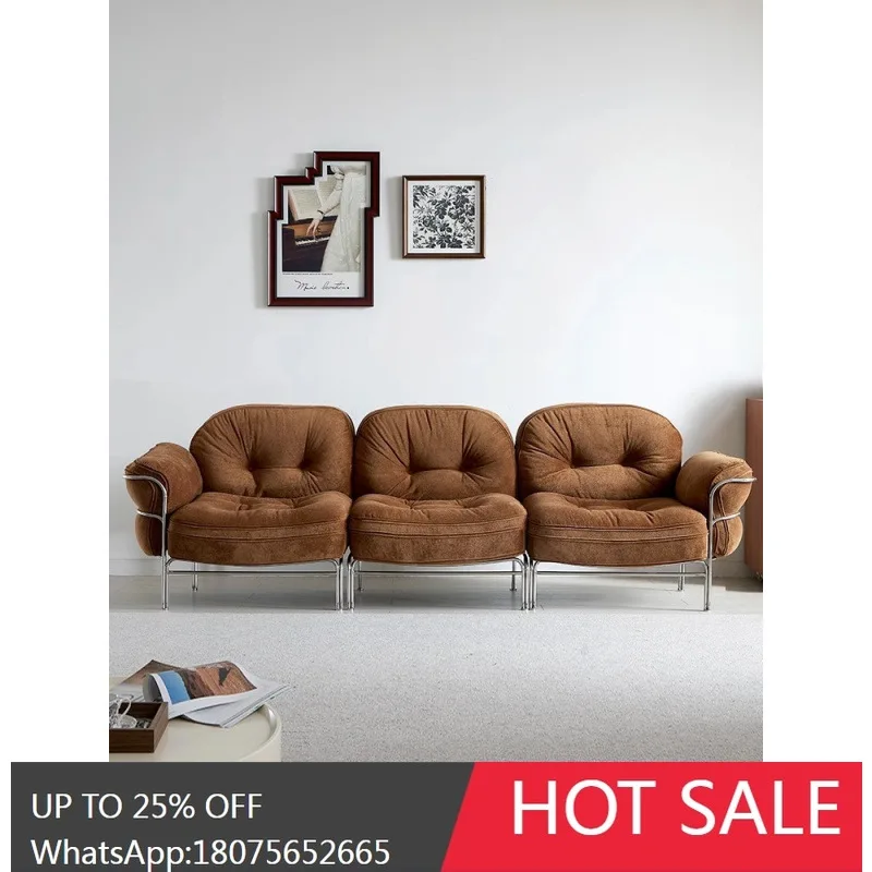 SGF Straight Row Sofa Vintage Style Single Seat Three Seat Retro Fabric Sofa