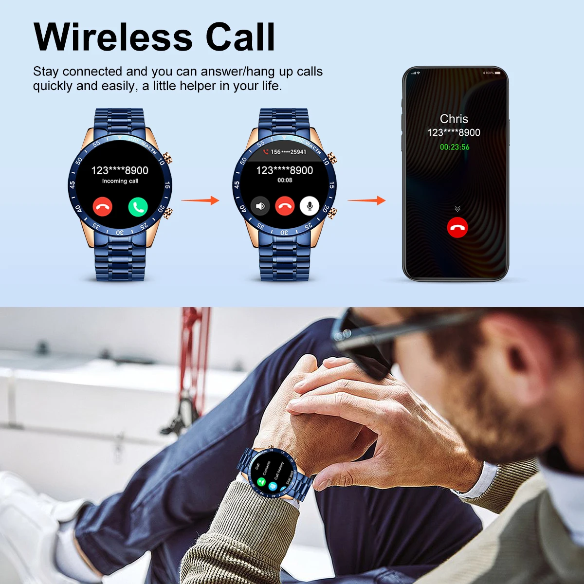 FOXBOX 2026 Smart Watch Luxury Heart Rate Sleep Monitor Sports Fitness Tracker Bluetooth Call Message Business Men's Smartwatch