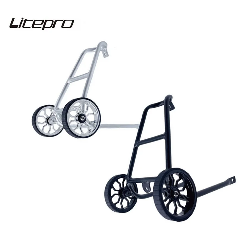 Litepro Folding Bicycle Rear Rack Q Type Widen Spider Legs Easy Wheel Baggage Pushing Cargo Rack For Brompton 3Sixty