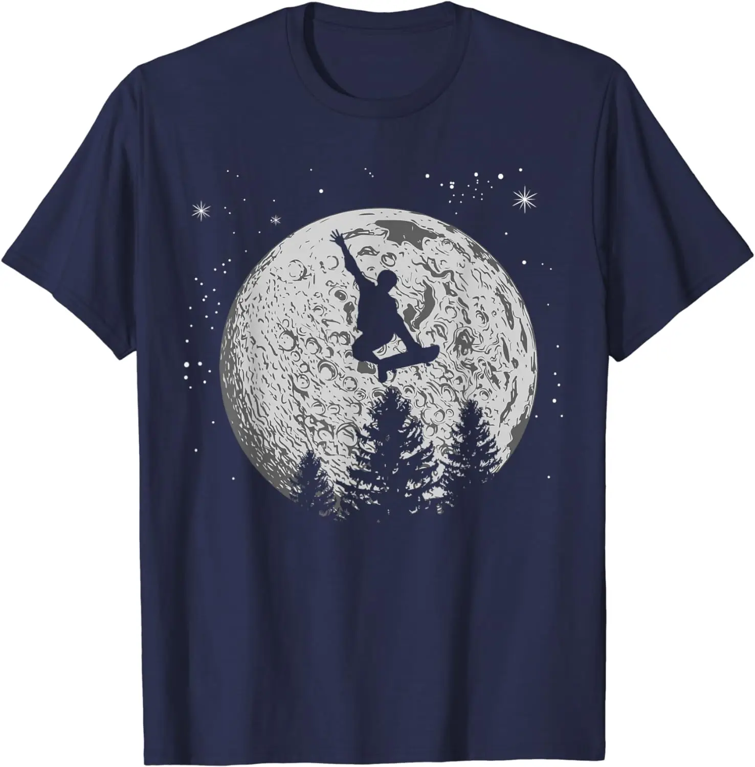 Skater Skateboarder Skateboard Moon Skateboarding Gift T-Shirt for Unisex Skateboad Lovers Sports Cotton