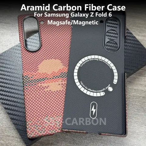 Funda de fibra de carbono genuina para Samsung Galaxy Z Fold 6, funda magnética de lujo Magsafe de aramida Z Fold6, funda ultrafina resistente